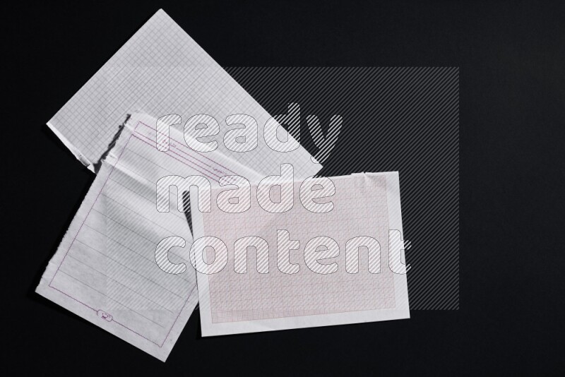 Notebook sheet on black background