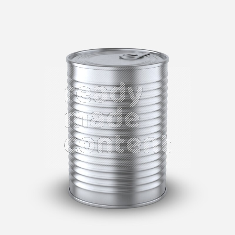 Glossy metallic tin can mockup with pull tab isolated on white background 3d rendering