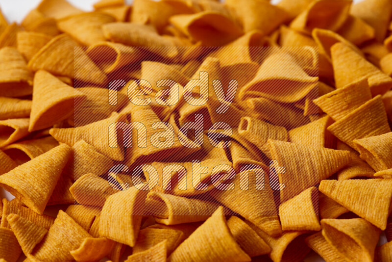 Assorted snacks on white background