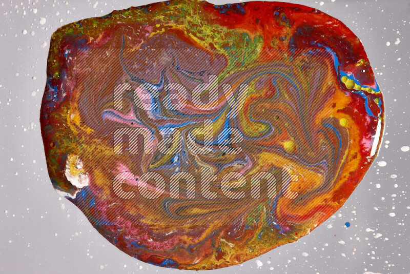 لقطات مقربة لألوان متنوعة تمتزج على خلفية رمادية