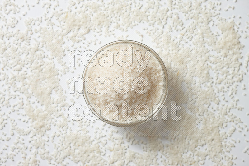 White rice on white background