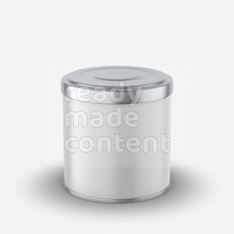 Glossy metallic tin can mockup with label and metal cap isolated on white background 3d rendering