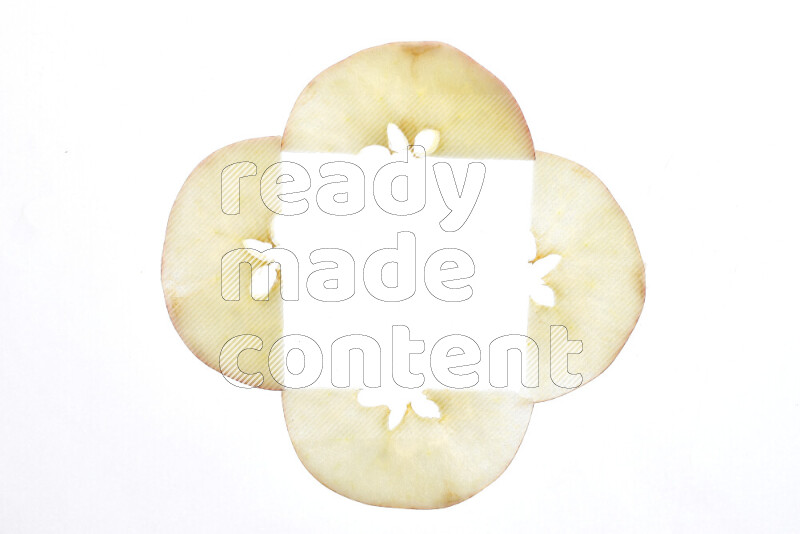 Apple slices on illuminated white background