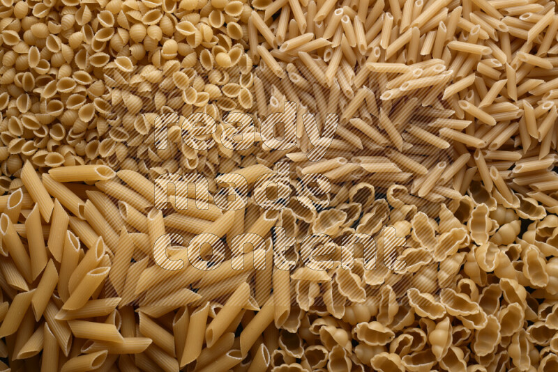 4 types of pasta filling the frame