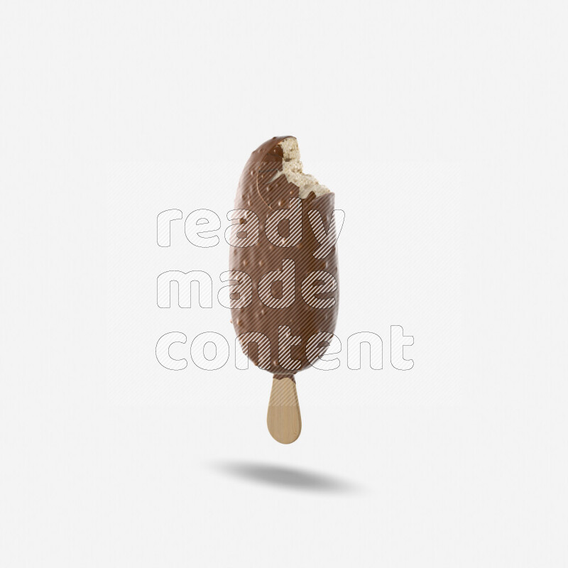 Chocolate ice cream stick mockup isolated on white background 3d rendering