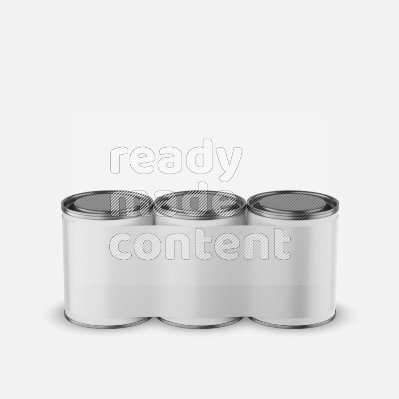 Set of paper tube mockup with glossy label and metal lid isolated on white background 3d rendering