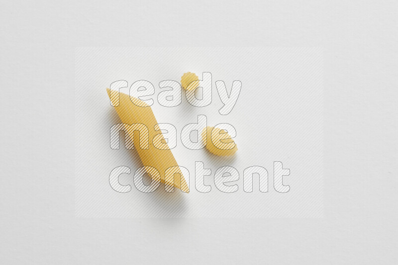 Different pasta types on white background