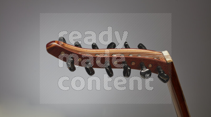 parts of a brown wooden Oud in a gray background