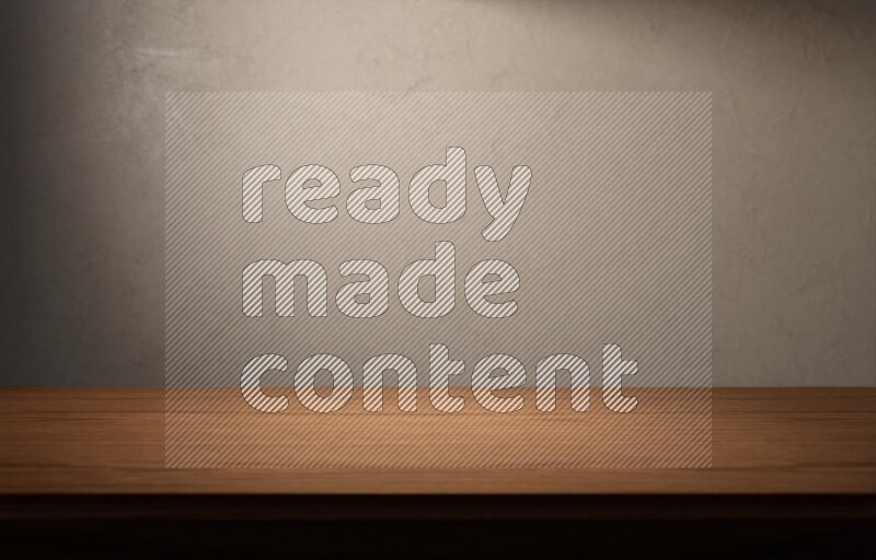 A wooden table top with colored textured wall background