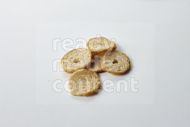 Assorted snacks on white background