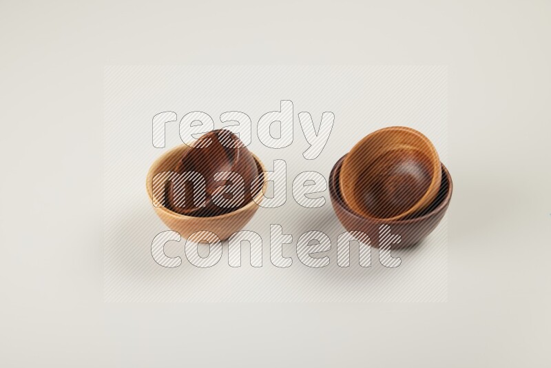 Wooden bowl on white background