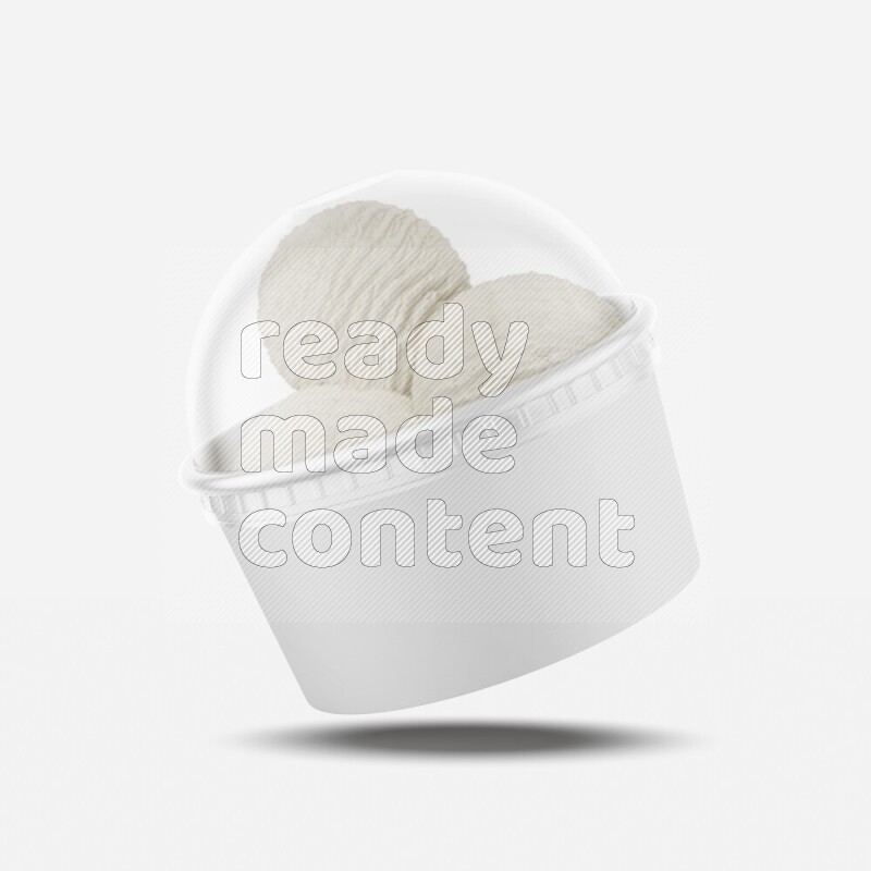 Ice cream in a white rough paper cup mockup isolated on white background 3d rendering