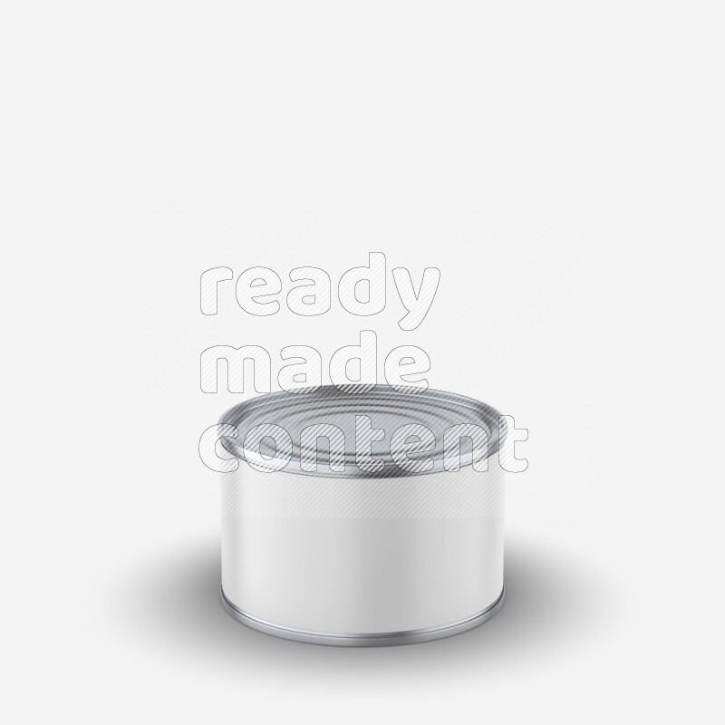 Glossy metallic tin can mockup with white blank label isolated on white background 3d rendering
