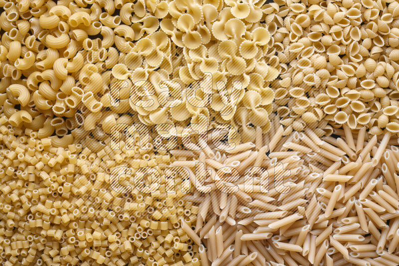 5 types of pasta filling the frame