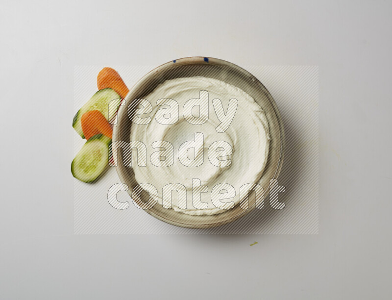 Plain Lebnah  in a grey pottery plate on a white background
