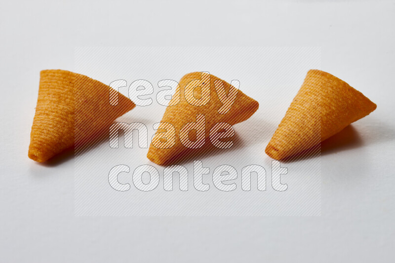Assorted snacks on white background