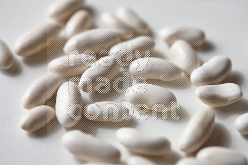 White beans on white background
