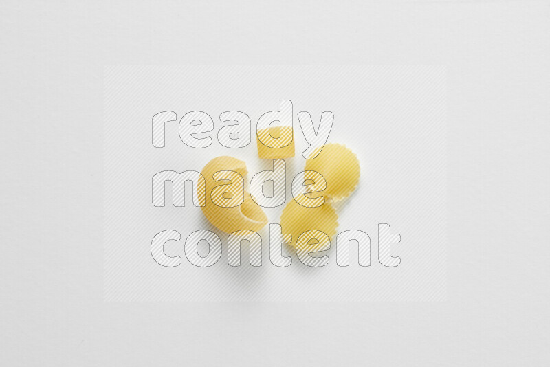 Different pasta types on white background