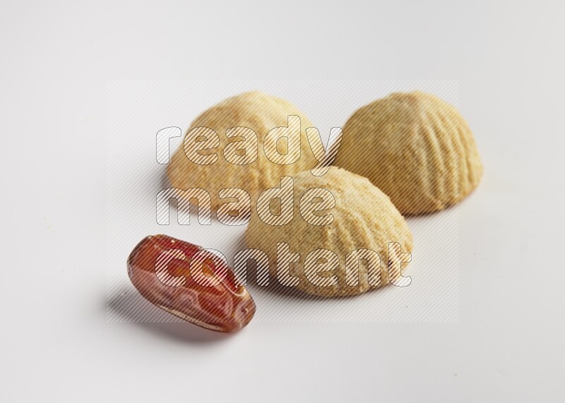 Three Pieces of Maamoul direct on white background