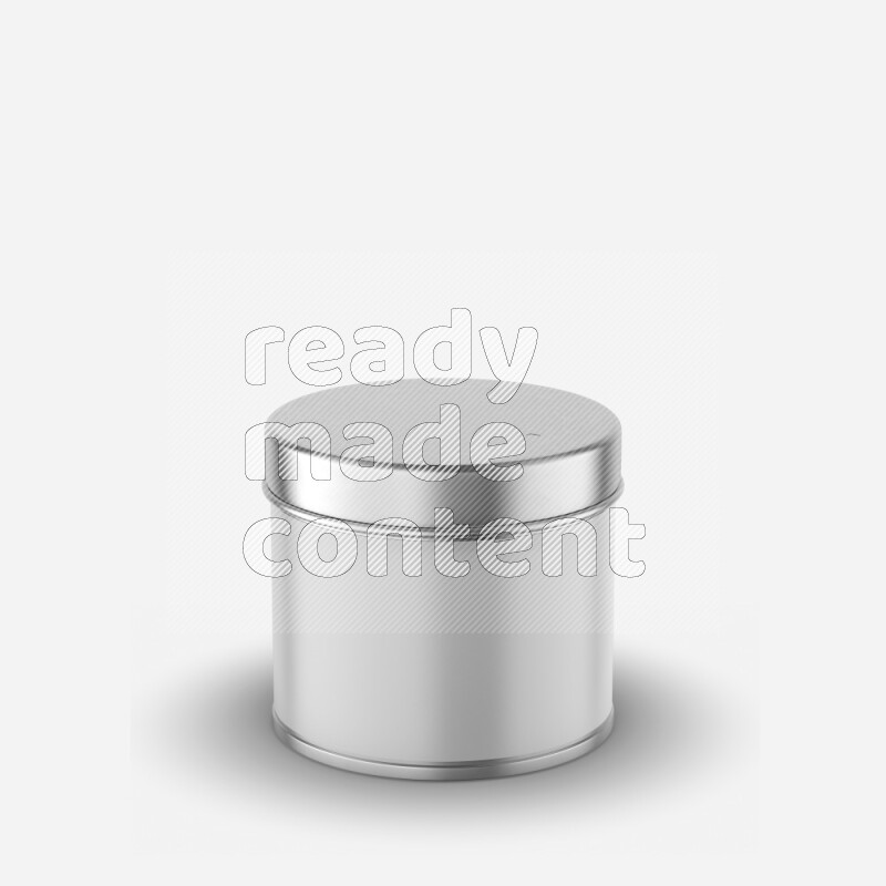 Glossy metallic tin can mockup with label and metal cap isolated on white background 3d rendering