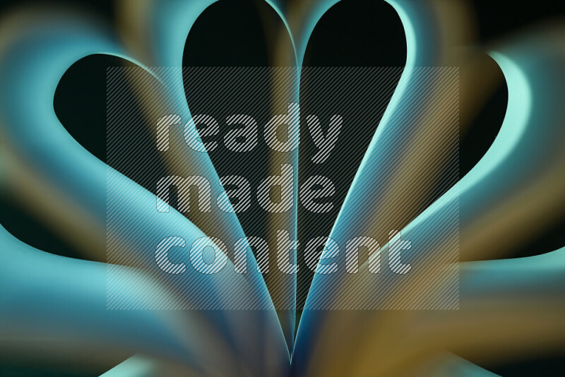 An abstract art piece displaying smooth curves in yellow and green gradients created by colored light