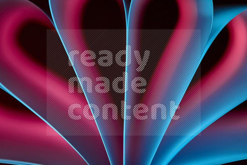 فن تجريدي يعرض منحنيات وتدرجات اللون الأزرق والأحمر مكونه بضوء ملون