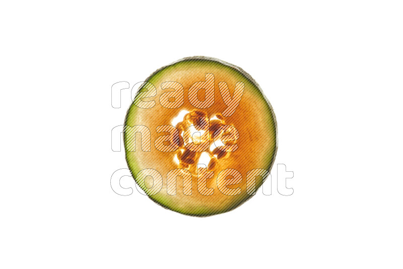 Cantaloupe slices on illuminated white background