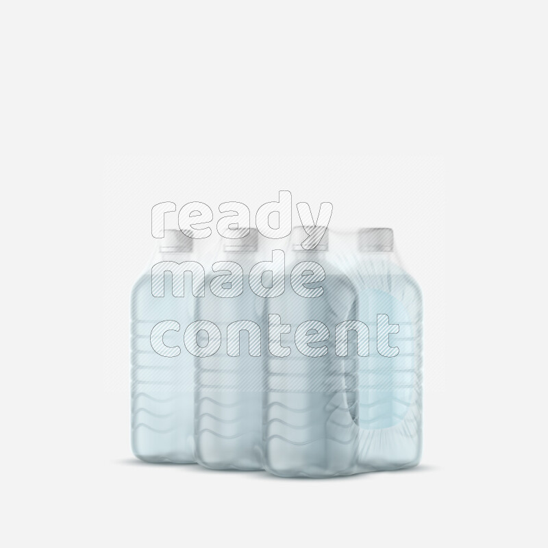 Plastic water bottles mockup wrapped isolated on white background 3d rendering