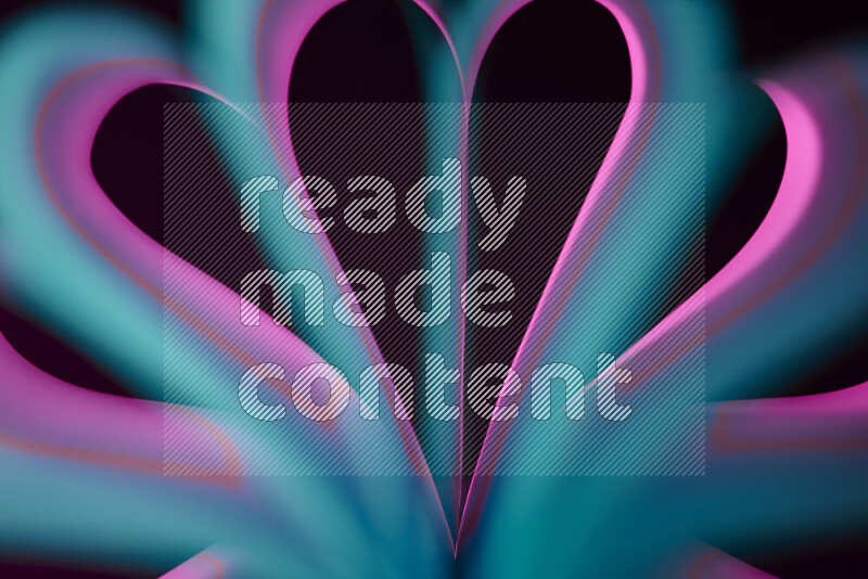 An abstract art piece displaying smooth curves in blue and pink gradients created by colored light