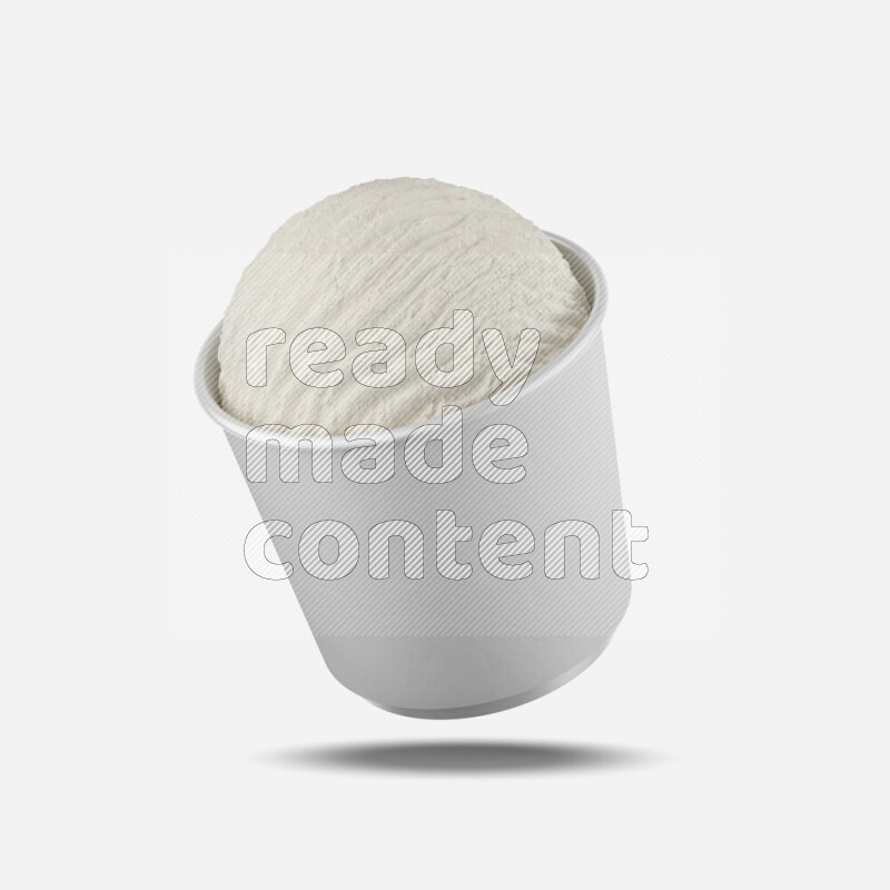 Ice cream in a white rough paper cup mockup isolated on white background 3d rendering
