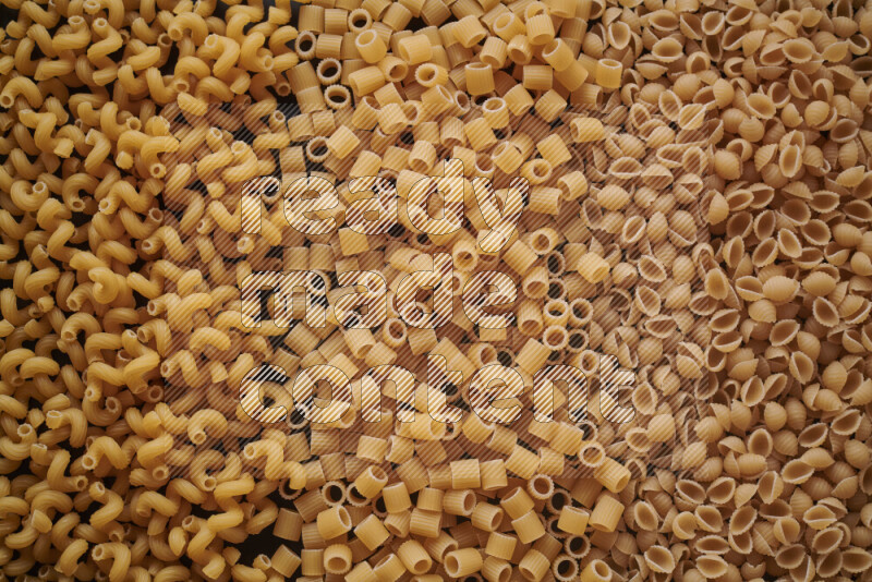 3 types of pasta filling the frame