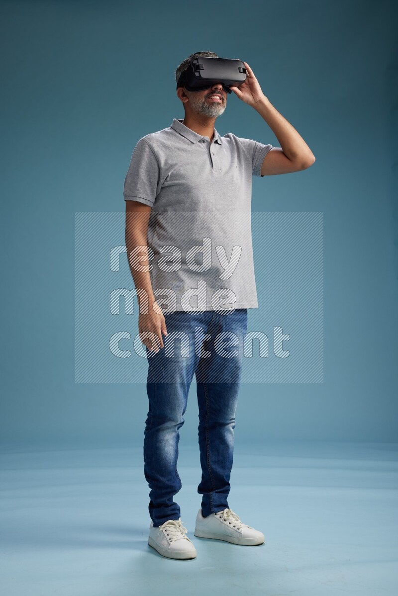 Man Standing Gaming with VR