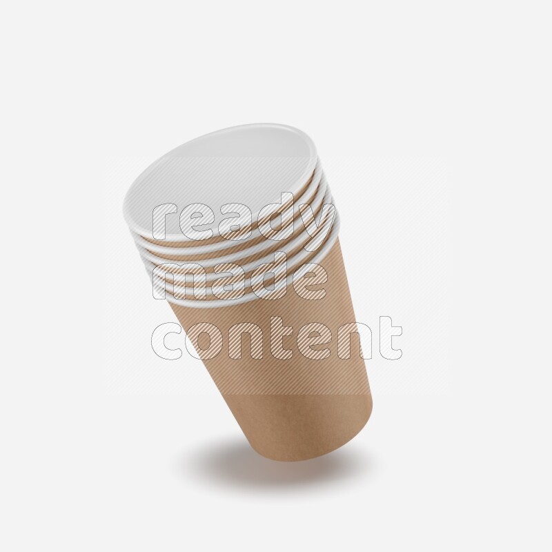 Set of matte paper cups mockup isolated on white background 3d rendering
