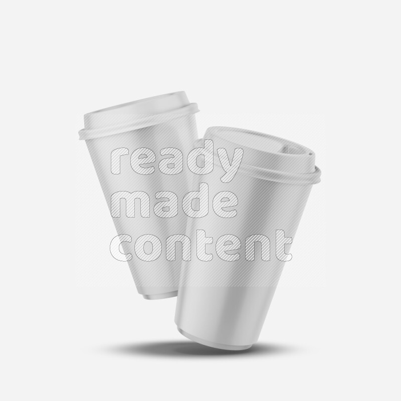 Paper hot cup mockup with cap isolated on white background 3d rendering
