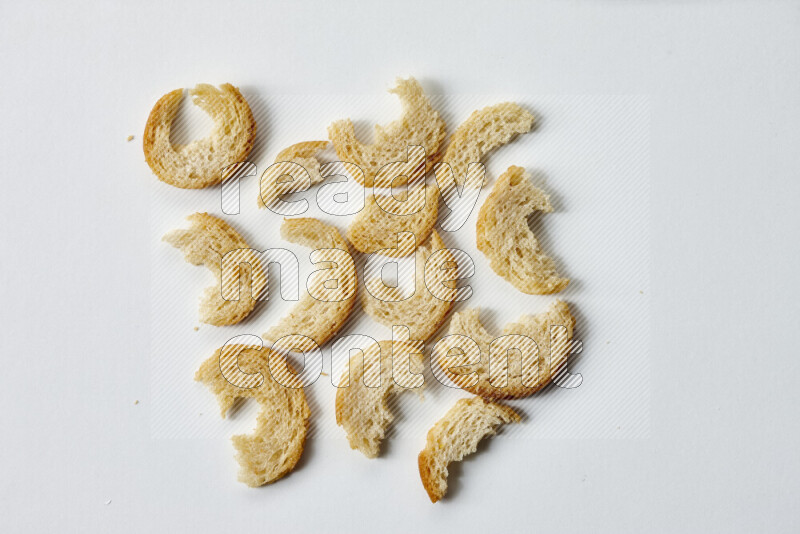 Assorted snacks on white background