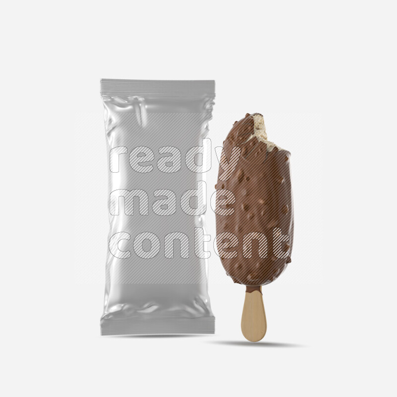 Chocolate ice cream stick mockup isolated on white background 3d rendering