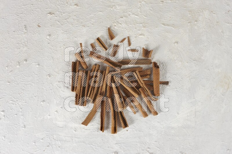 Cinnamon sticks in different angles on white background