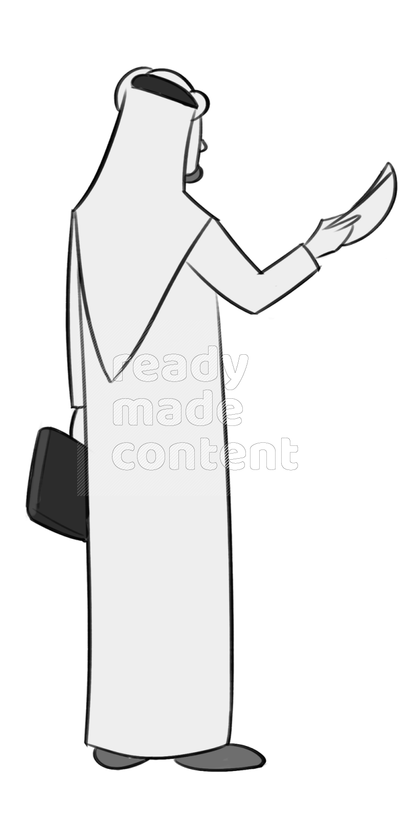 Saudi man holding a file holding a briefcase standing different angles eye level