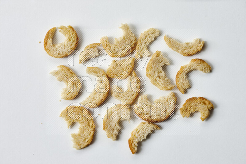 Assorted snacks on white background