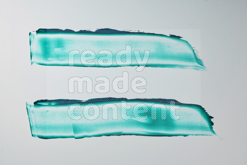 Turquoise painting knife strokes on white background
