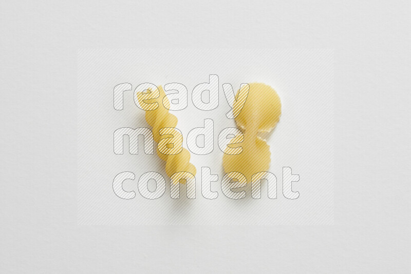 Different pasta types on white background