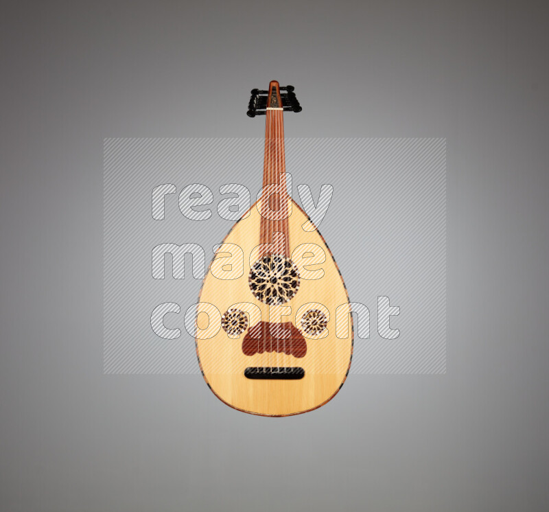 a wooden brown Oud on a gray background