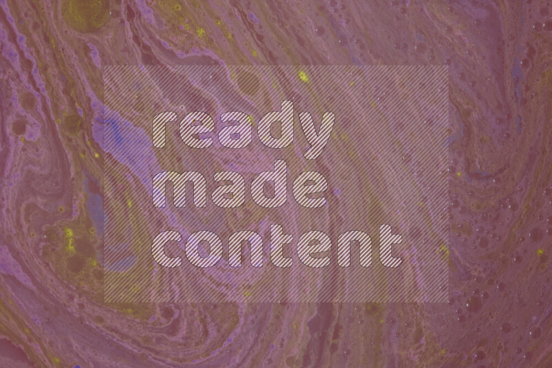The image depicts a marbling effect with swirling patterns of purple and yellow