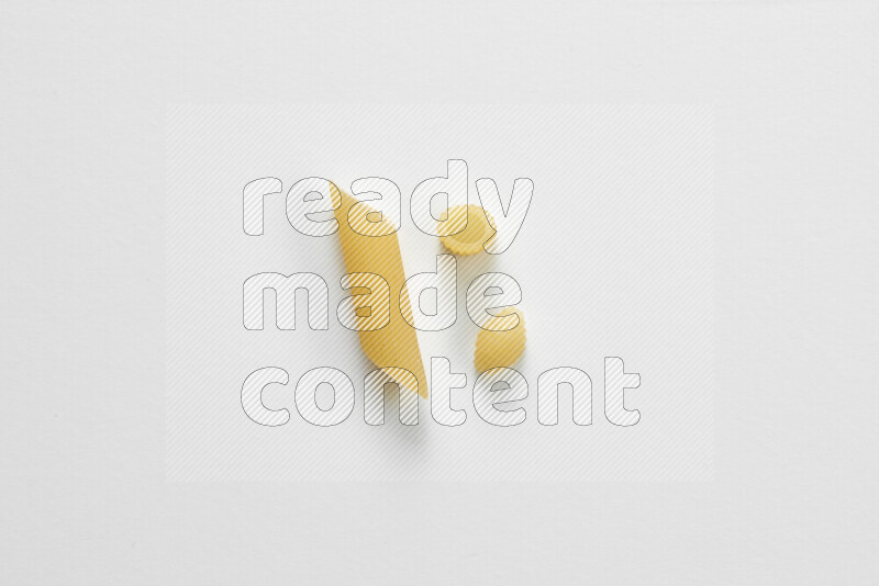 Different pasta types on white background